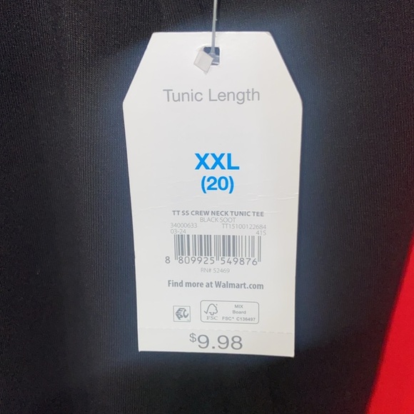 Time & Tru Women's & Women’s Plus Crewneck Tunic Tee w/ Short Sleeves, Sizes 2X - Picture 6 of 6